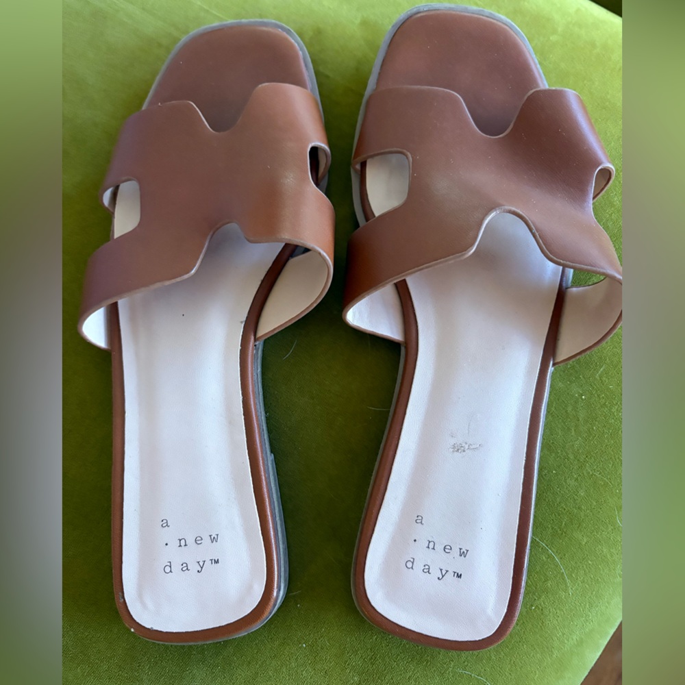 A New Day Women's Brown Slide Sandals